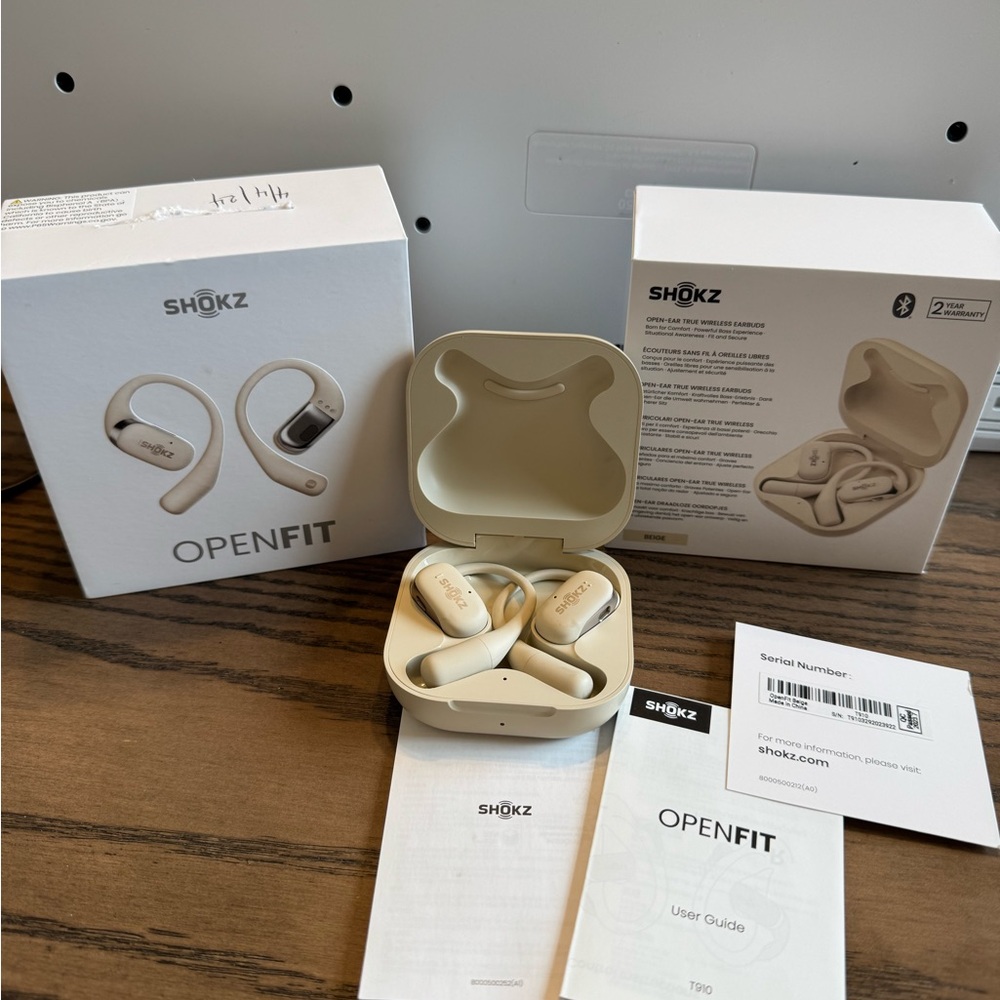 Shokz OpenFit Wireless Earbuds -  Beige/Cream